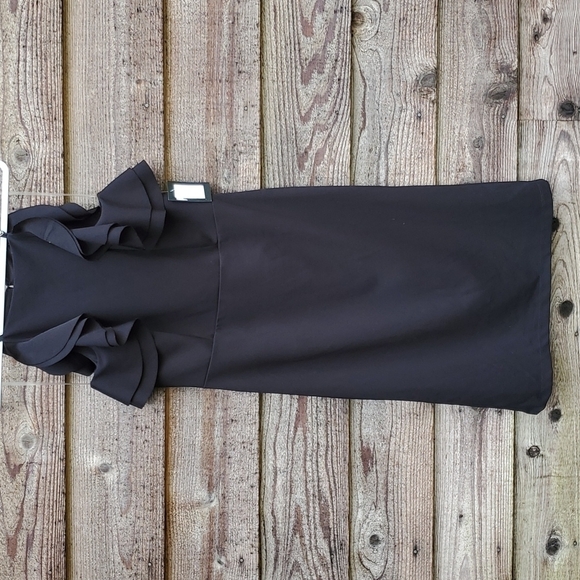 MARINA flounce sleeveless Cocktail Dress 12 NWT Black - Picture 1 of 7